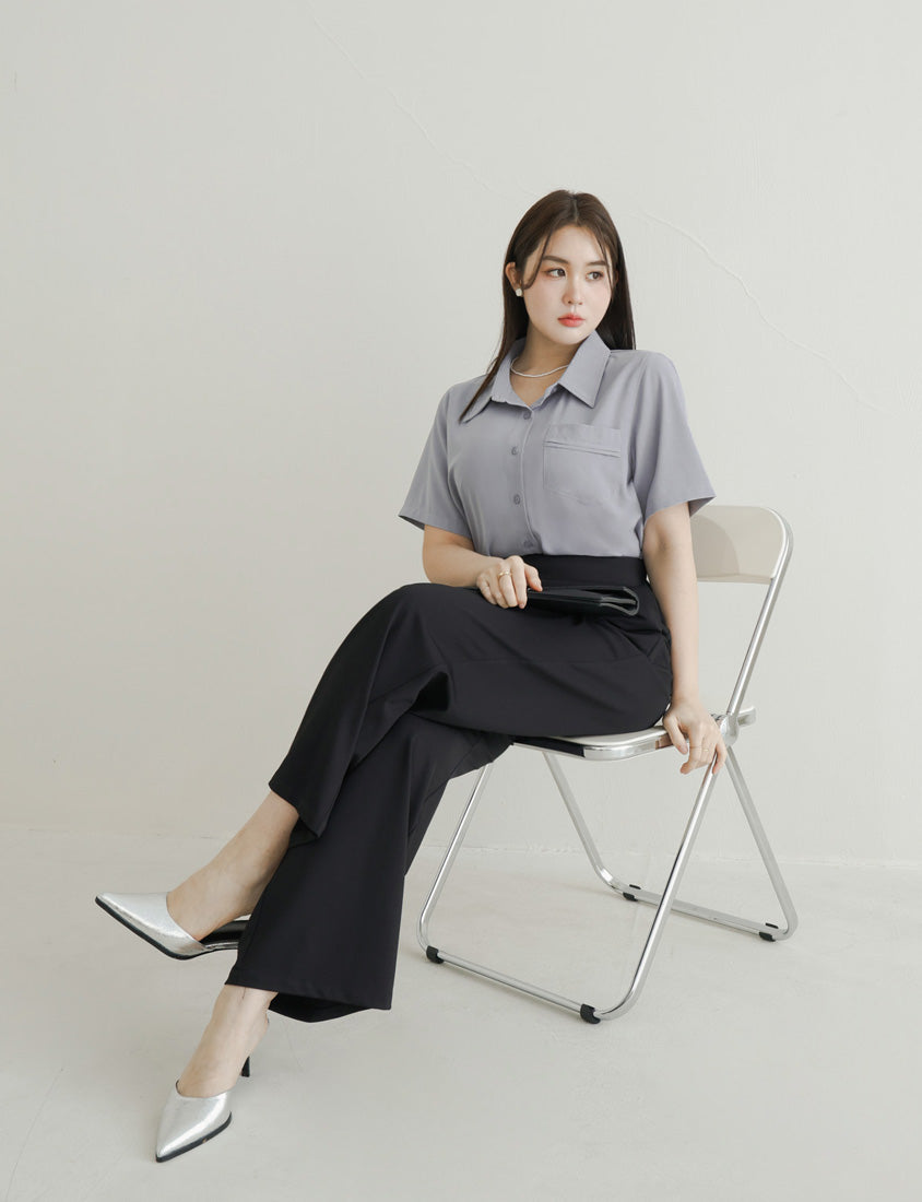 MISS. Lightweight Cooling Waist Tie Straight Leg Plus Size Tailored Pants