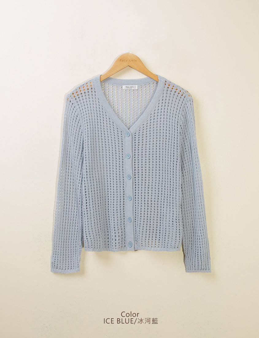 V-Neck Multicolor Ice Silk Plus Size Knit Cardigan
