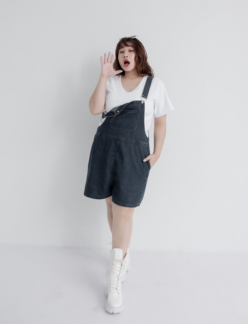 Pobra. Airy Ribbed V-Neck Short Sleeve Plus Size Bratop