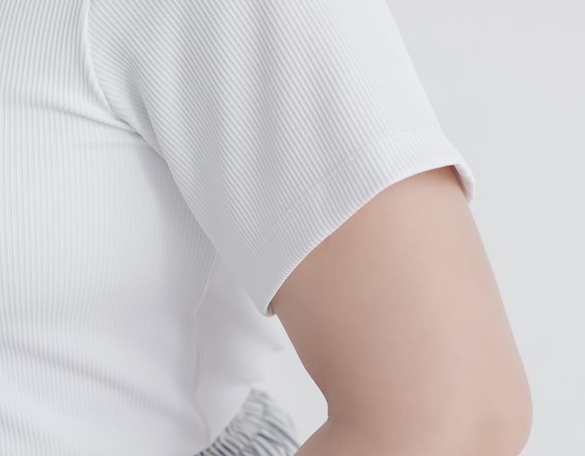 Pobra. Airy Ribbed Square Neck Short Sleeve Plus Size Bra Top