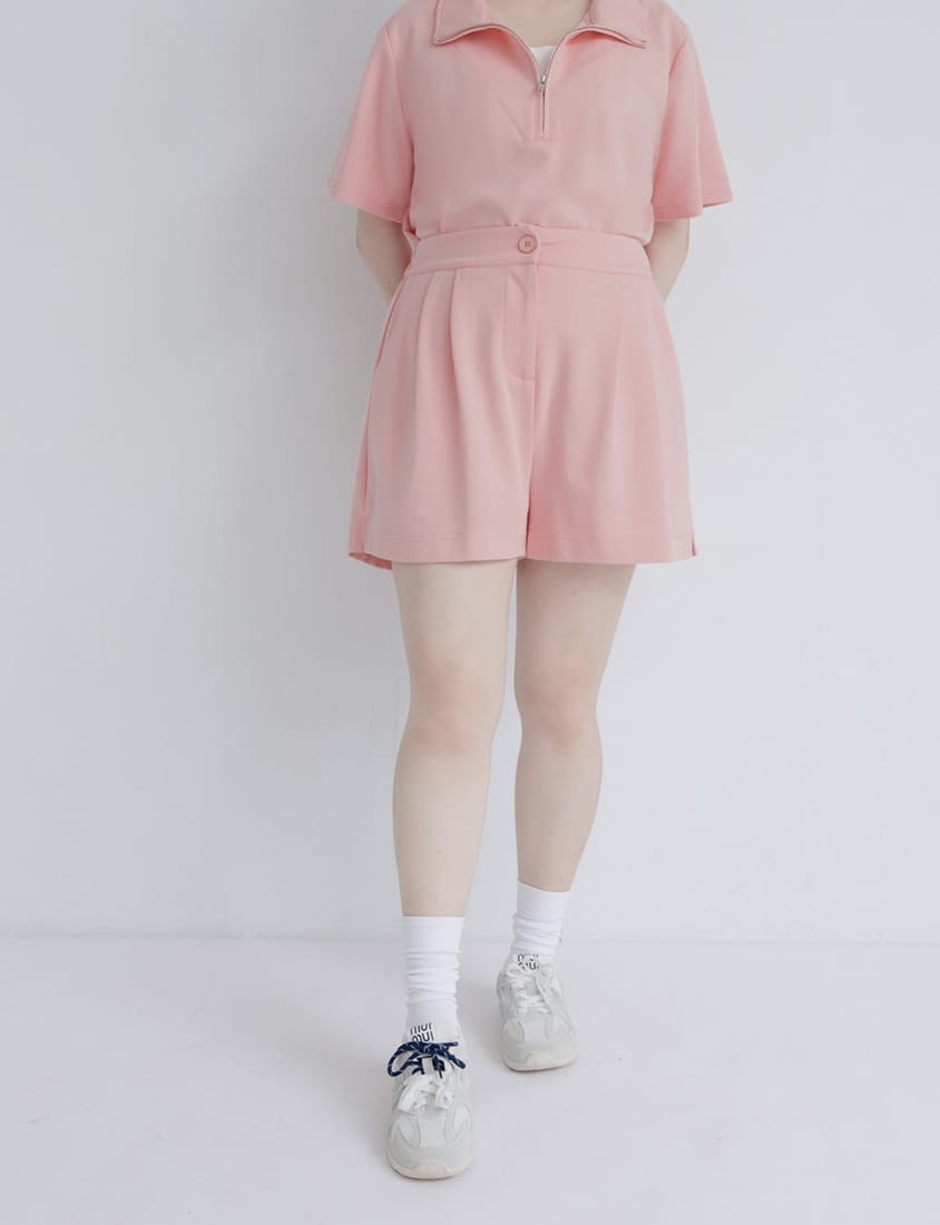 Zip-Up Faux Two-Piece Multicolor Plus Size Short Sleeve Tee