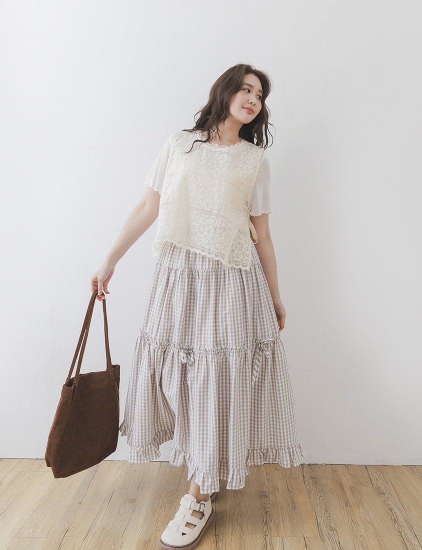 Crochet Lace Side-Tie Crew Neck Plus Size Tank Top