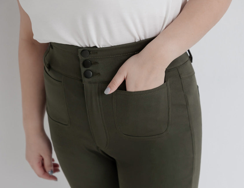 High Waist Tummy-Flattering Plus Size Slimming Pants (Three Buttons)