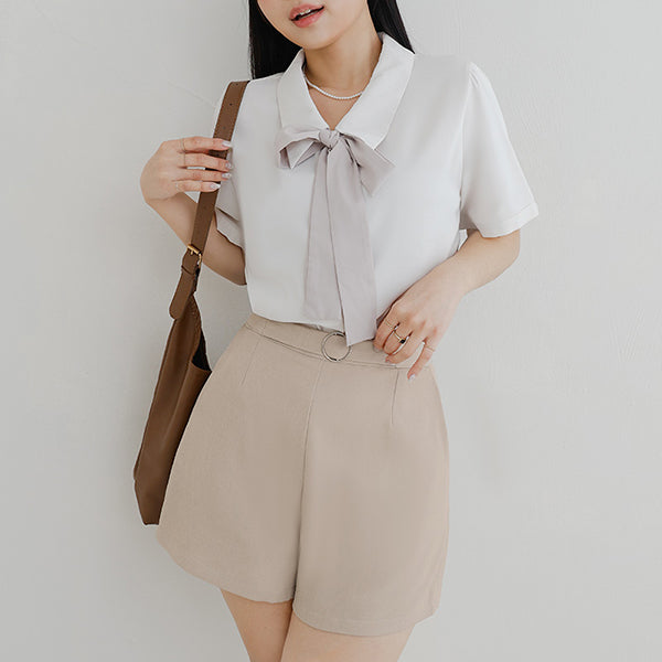 MISS. Latte Series Waistband Twill Plus Size Shorts