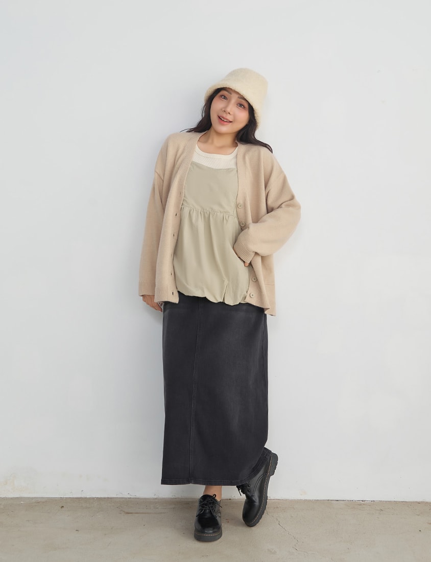 Classic V-Neck Multicolor Longline Plus Size Knit Cardigan