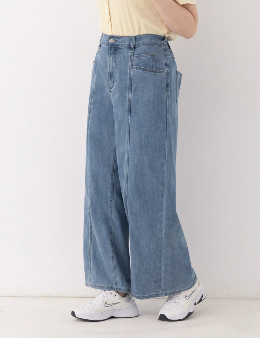 Apple-Shaped Friendly! Seamed Plus Size Wide Leg Jeans