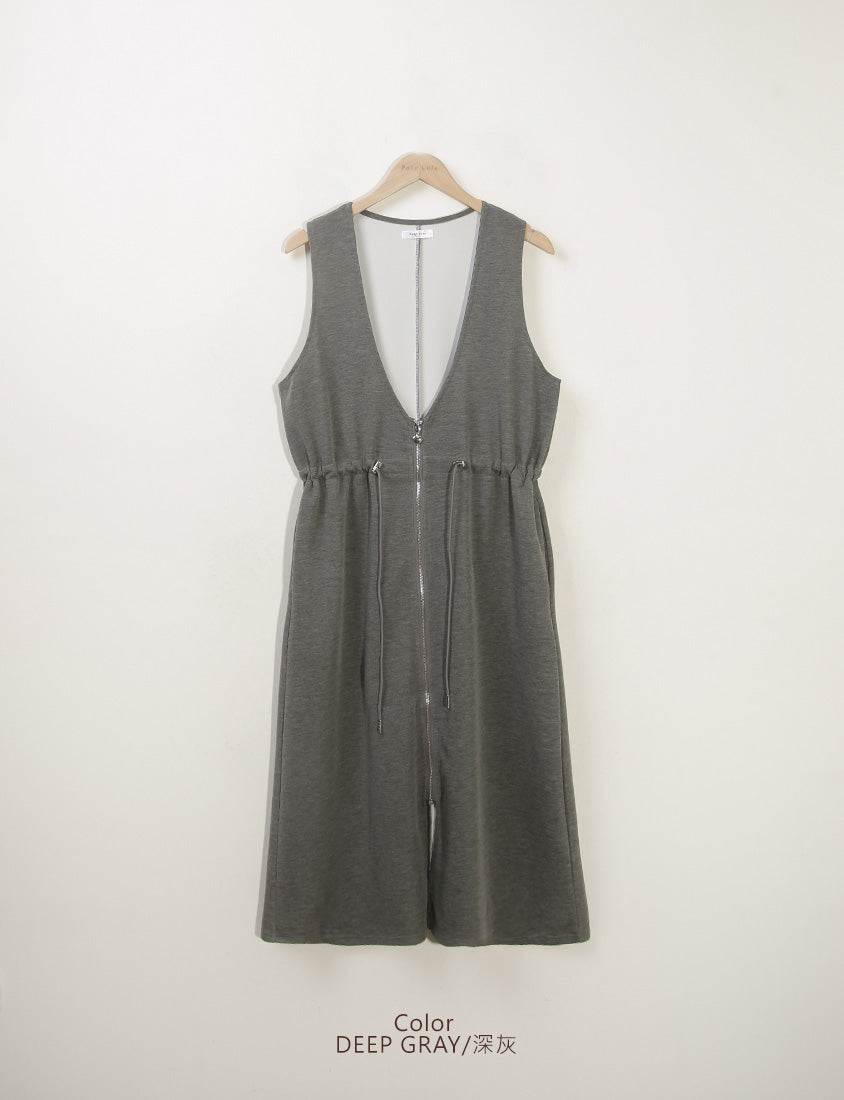 Ultra-Light Space Cotton Zip Front Plus Size Maxi Dress
