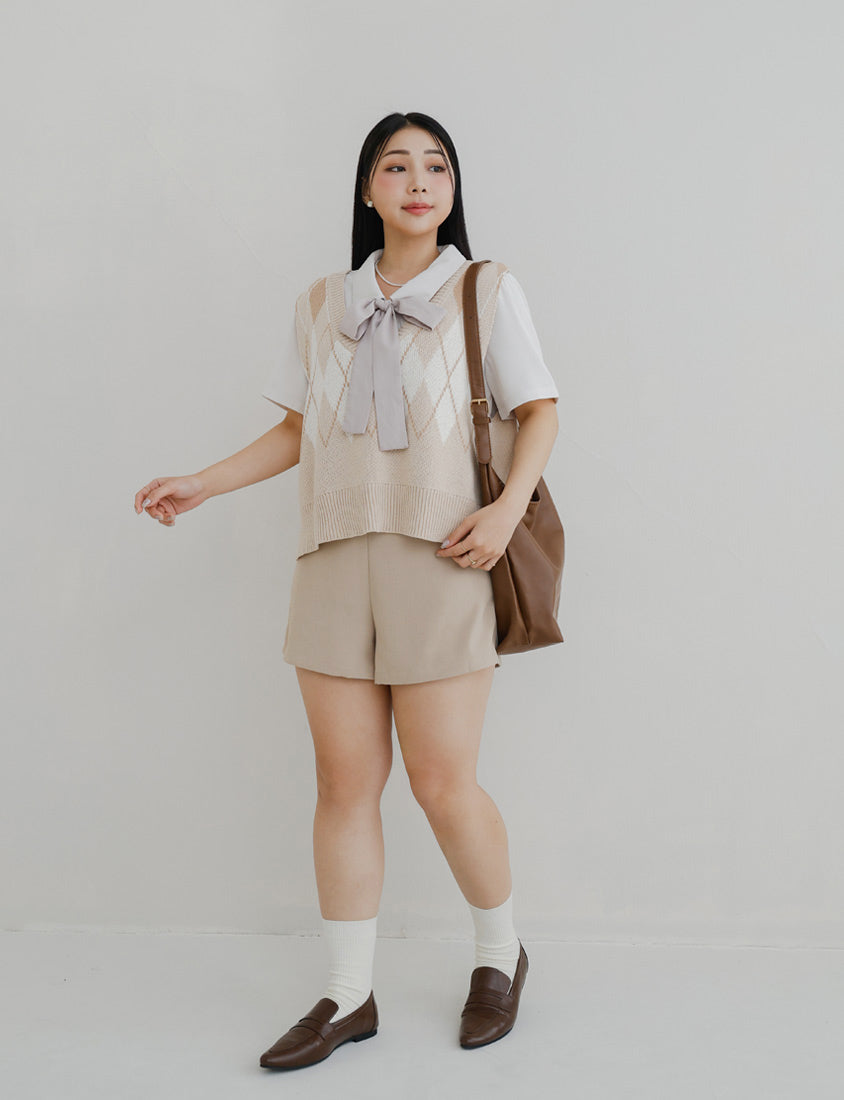 MISS. Latte Series Waistband Twill Plus Size Shorts