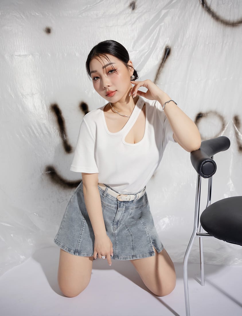 MUA! Sexy Stitching A-Line Plus Size Denim Skirt (with Shorts)