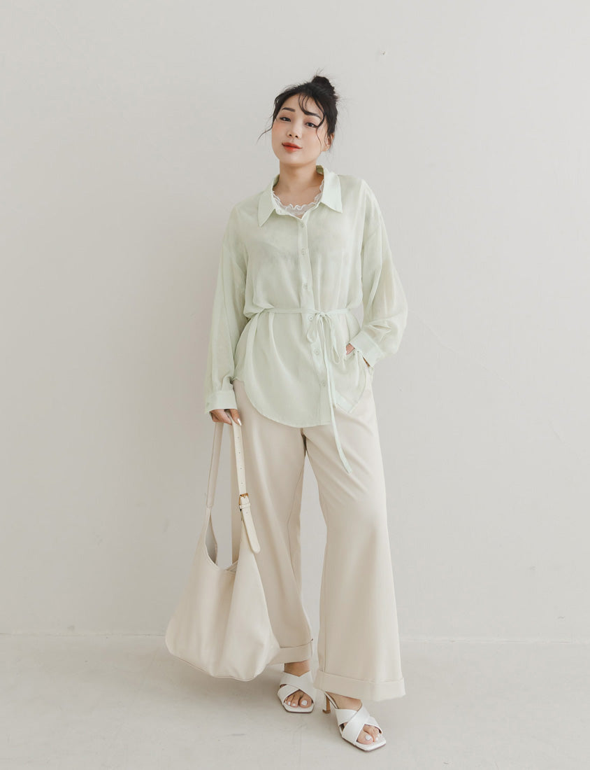 Back Elastic Tapered Cuffed Hem Twill  Plus Size Pants