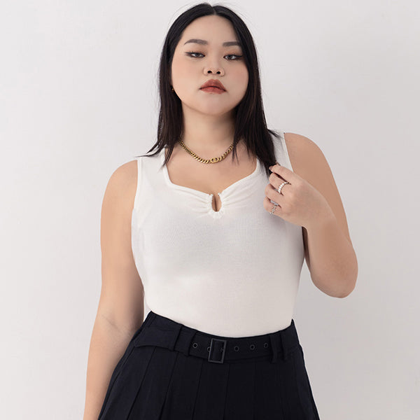 MUA! Sexy Ruched Knit Ring-Detail Plus Size Knit Cami