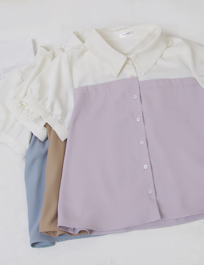 Faux Two-Piece Asymmetric Color-Block Plus Size Shirt