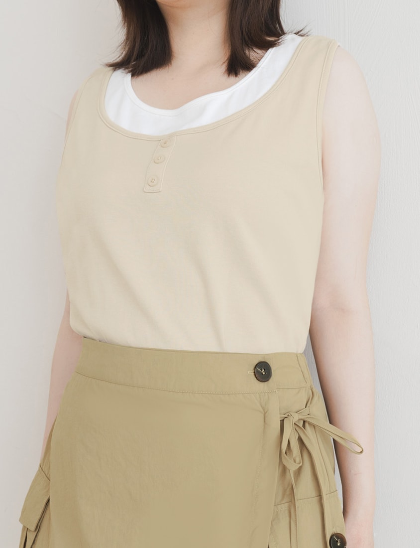 Versatile Faux Two Piece Button Front Plus Size Vest
