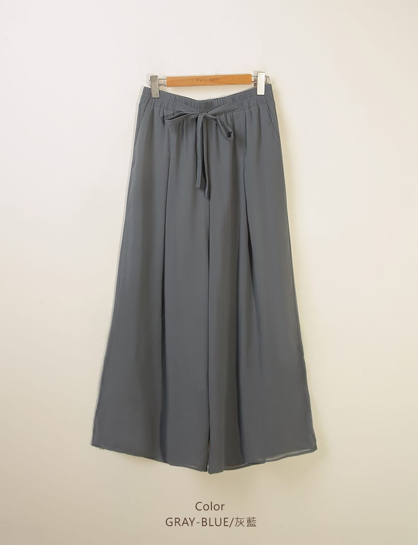 MISS. Silky Cool Sheer Chiffon Elastic Waist Plus Size Wide Pants