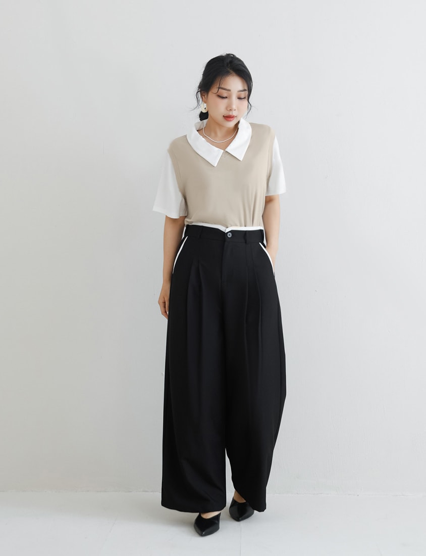 MISS. Lyocell Cooling Faux Two-Piece Plus Size Top