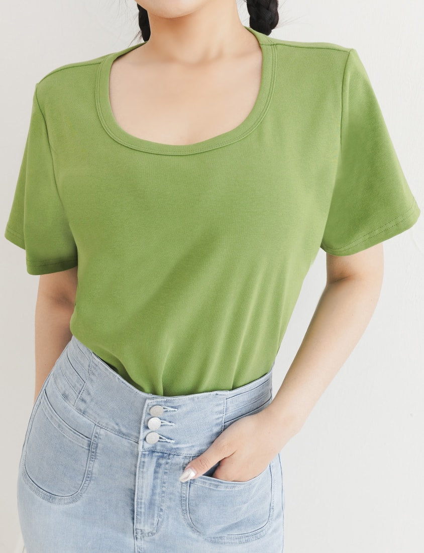 U-Neck Multicolor Plus Size Comfy Slim Tee