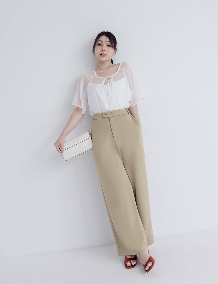 Miss. Space Cotton Back-Elastic Plus Size Straight-Leg Pants