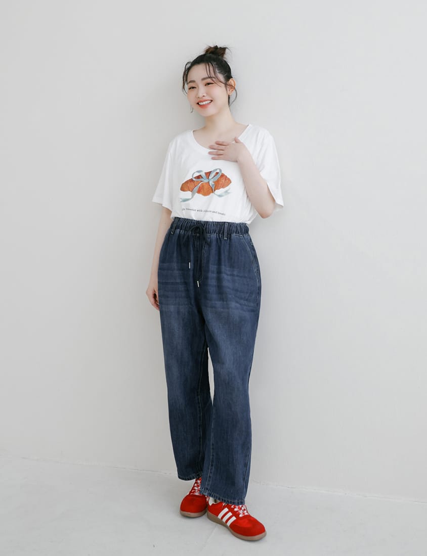 Lyocell Silky Denim Elastic Waist-Tie Plus Size Harem Jeans