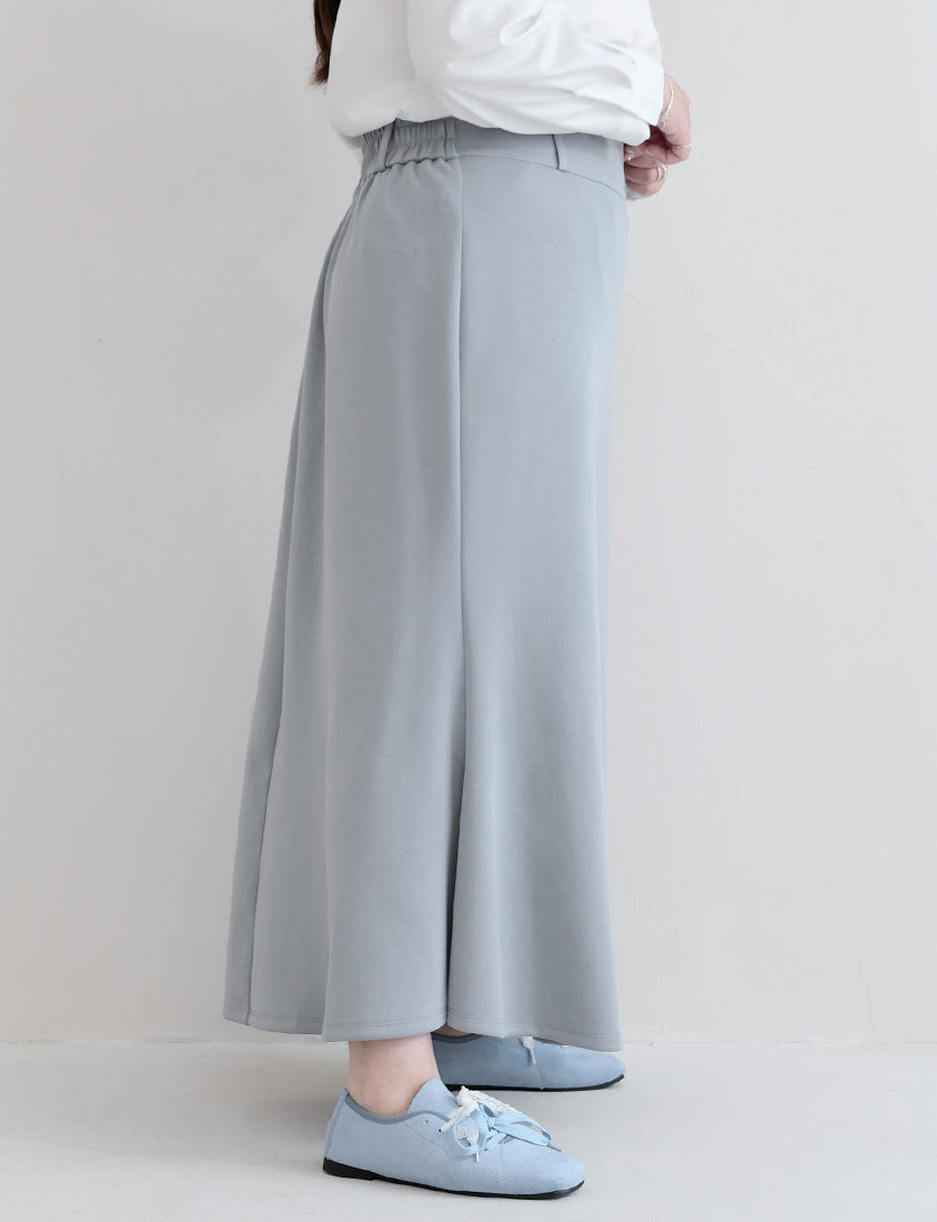 Cloud Cotton Elastic Back Waist Plus Size Mermaid Maxi Skirt