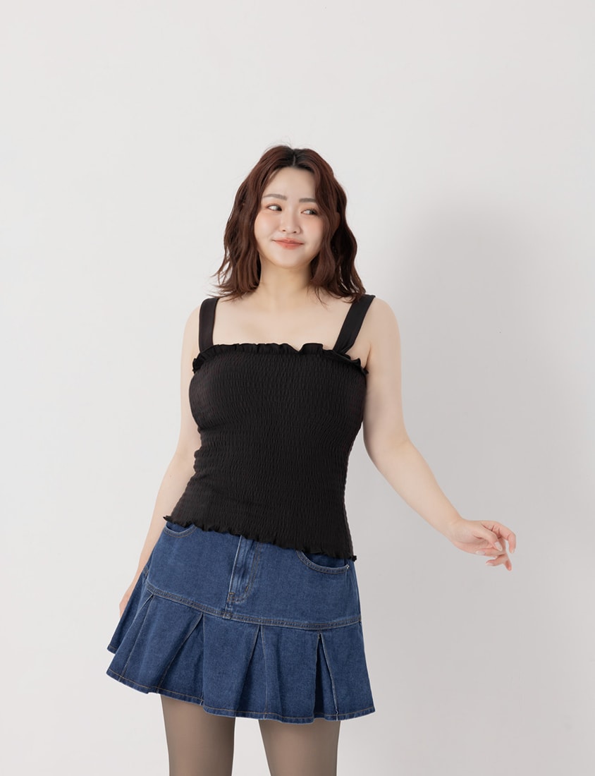 Pobra Long Ginger Fleece Bubble Hem Plus Size Bra Top (With Padding)