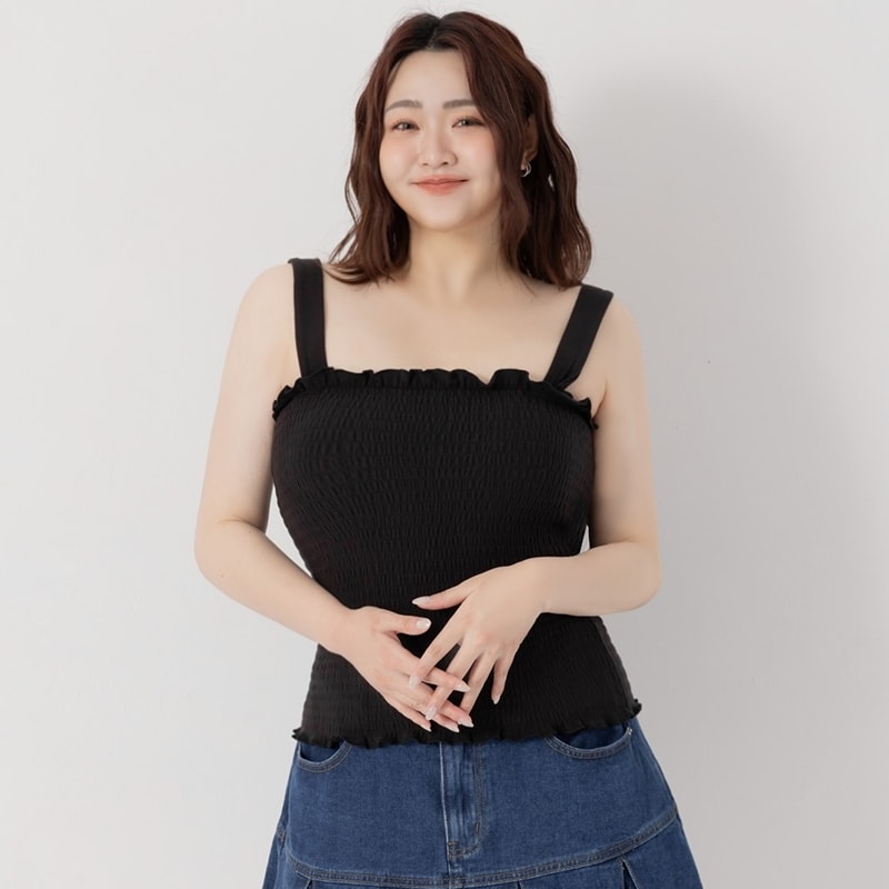 Pobra Long Ginger Fleece Bubble Hem Plus Size Bra Top (With Padding)