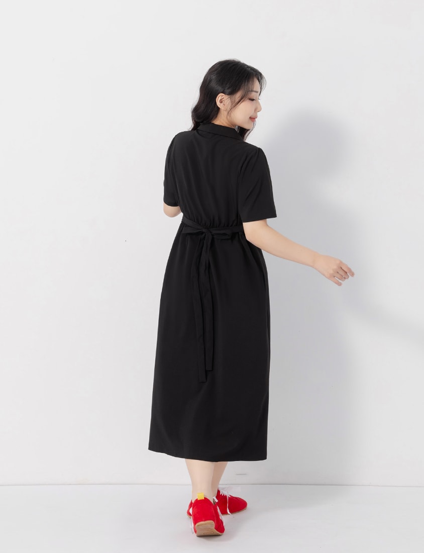 Pleated Textured Button-Down Elastic Back Plus Size Maxi Dress