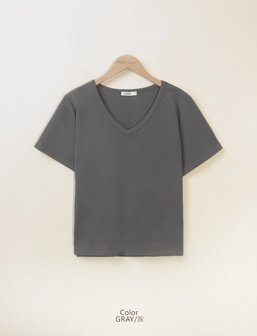 V-Neck Multicolor Plus Size Comfy Slim Tee