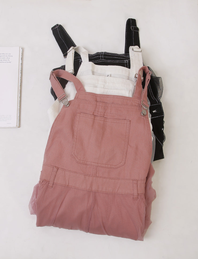 Sweet Adjustable Twill Strap Tulle Panel Plus Size Dress