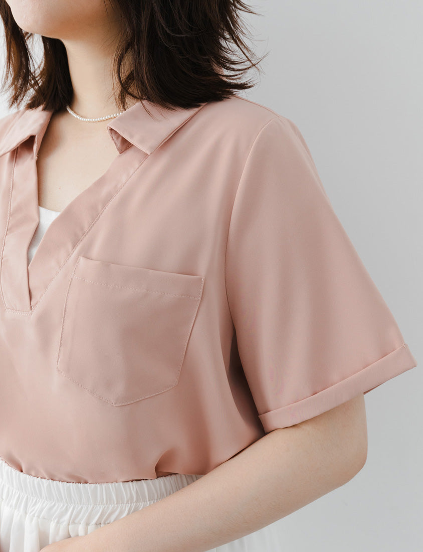 MISS. Wrinkle-Resistant Multicolor Faux Two-Piece Plus Size Top
