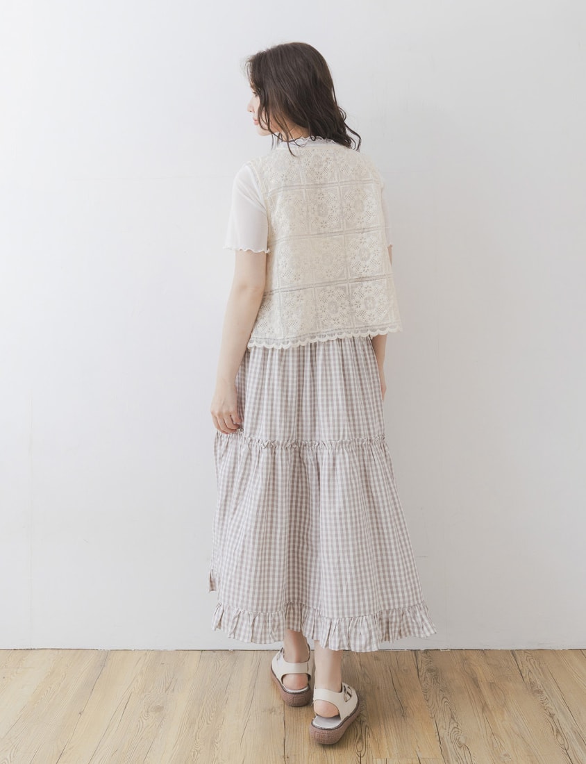 Crochet Lace Side-Tie Crew Neck Plus Size Tank Top