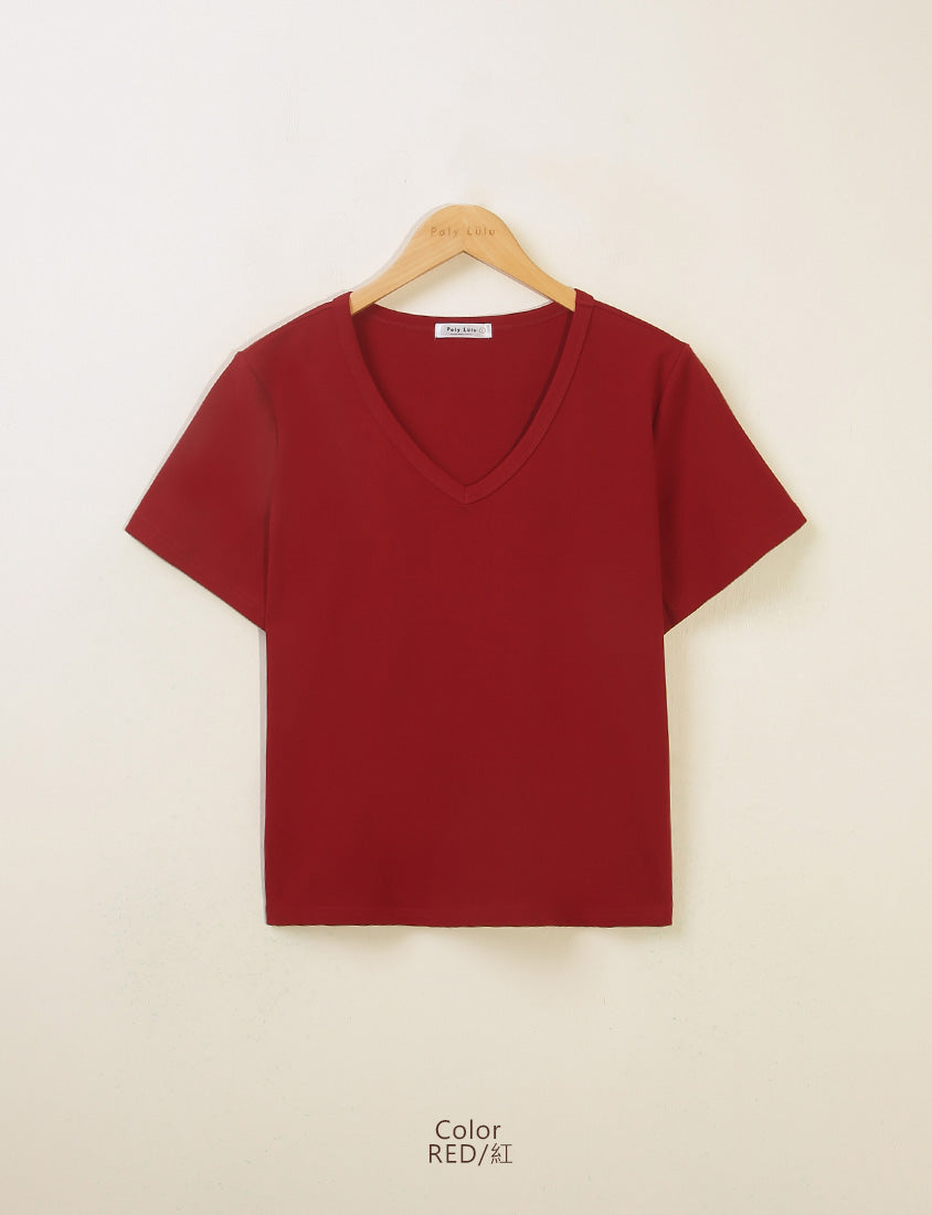 V-Neck Multicolor Plus Size Comfy Slim Tee