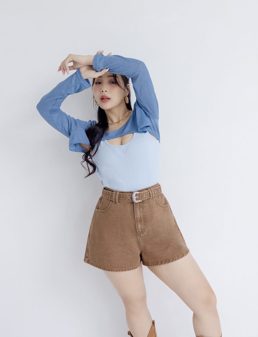 MUA! Layered Ribbed Contrast Plus Size Top
