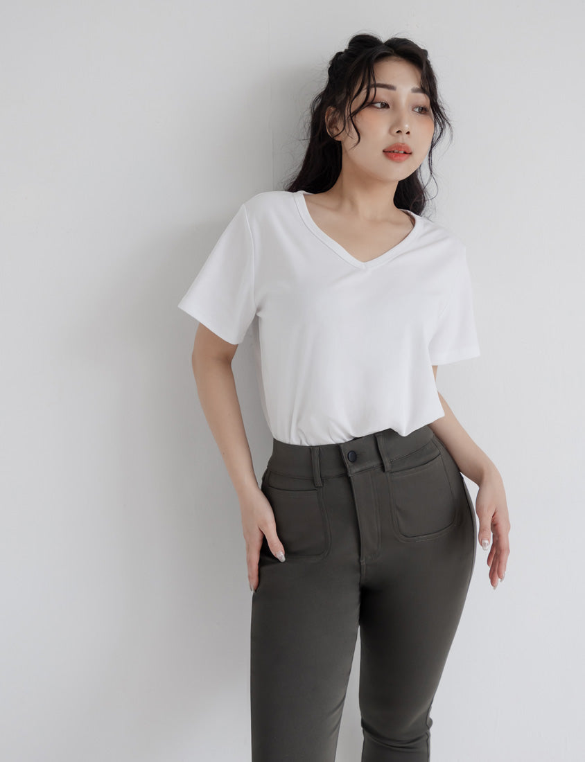 V-Neck Multicolor Plus Size Comfy Slim Tee