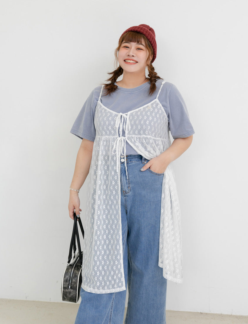 Japanese Style Wrinkled Textured Versatile Plus Size Crew Neck Top