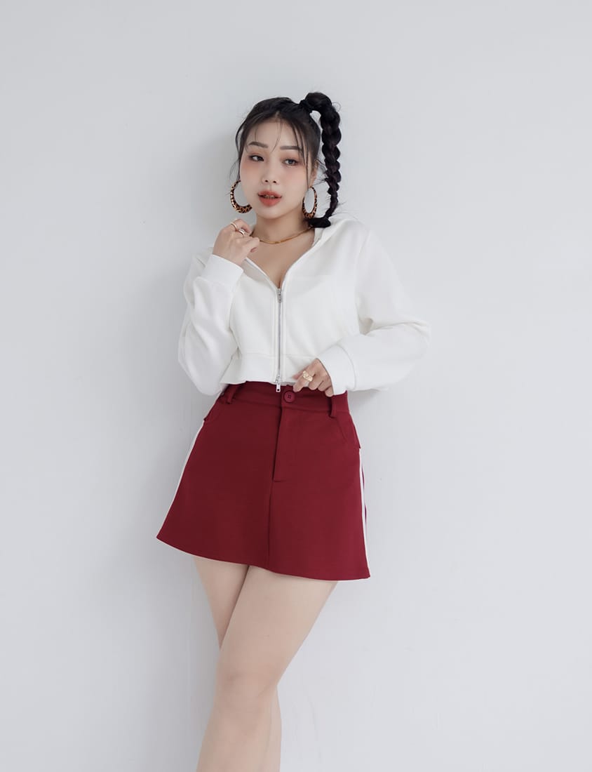 MUA! Space Cotton Back Elastic Plus Size Mini Skirt (With Pants)