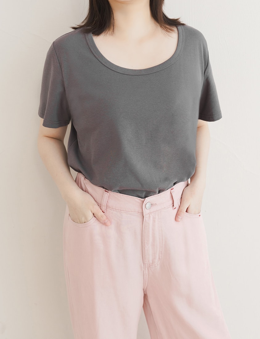 U-Neck Multicolor Plus Size Comfy Slim Tee