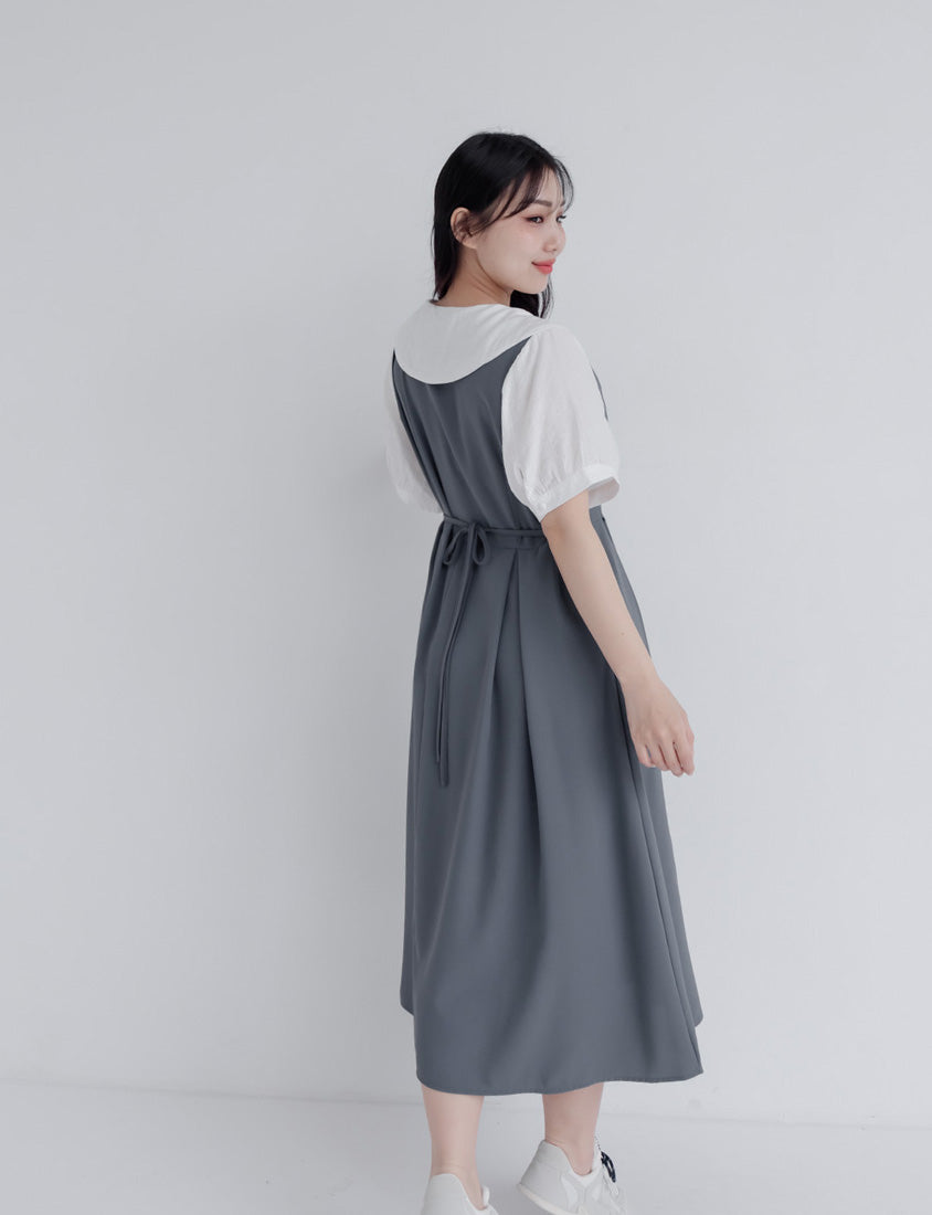 Mixed-Material Patchwork Faux Two-Piece Plus Size Maxi Dress
