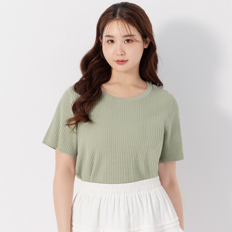 Cooling Lyocell Knit Plus Size Short Sleeve Top