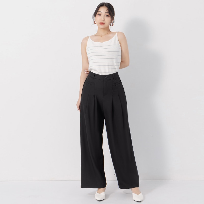 MISS. Wrinkle-Resistant Elastic Back Pleated Plus Size Trousers
