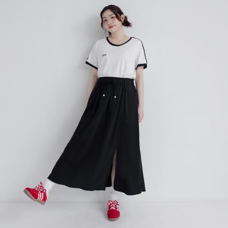Cooling Tech Full Elastic Drawstring Plus Size Maxi Skirt
