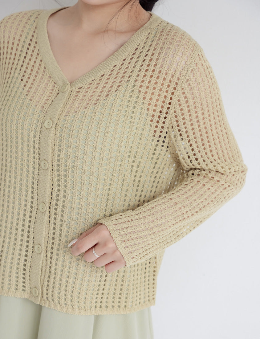 V-Neck Multicolor Ice Silk Plus Size Knit Cardigan