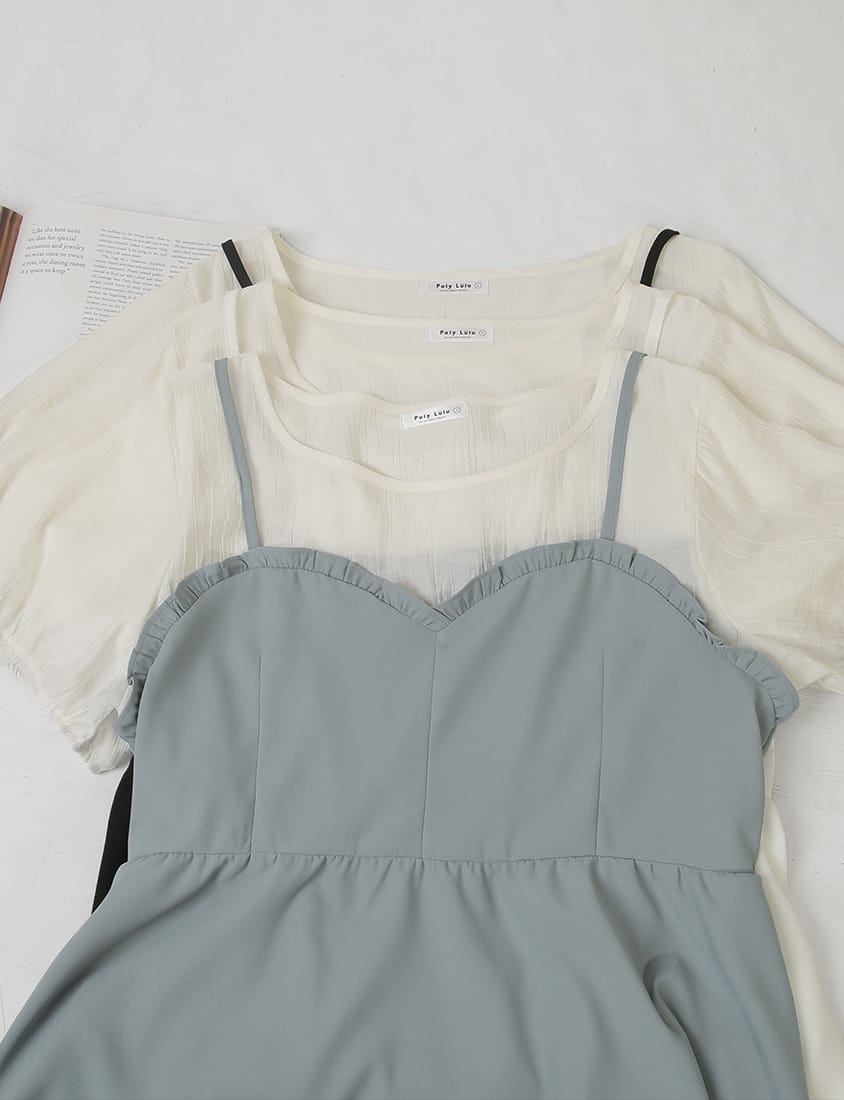 Faux Two-Piece Ruffle-Trim Layered-Look Plus Size Peplum Blouse