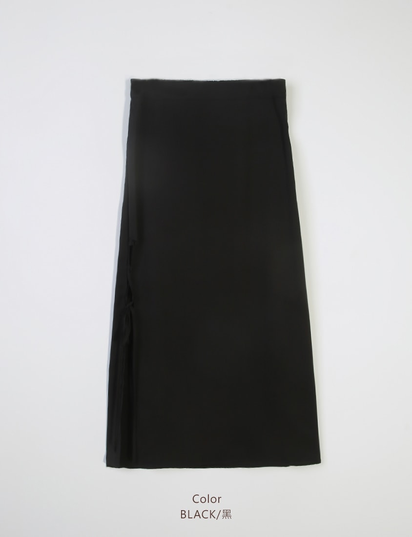 MUA! Hot Side Tie Elastic Back Waist Plus Size Maxi Skirt (with Belt)