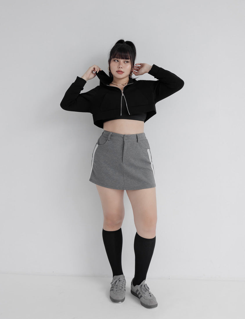 MUA! Space Cotton Back Elastic Plus Size Mini Skirt (With Pants)