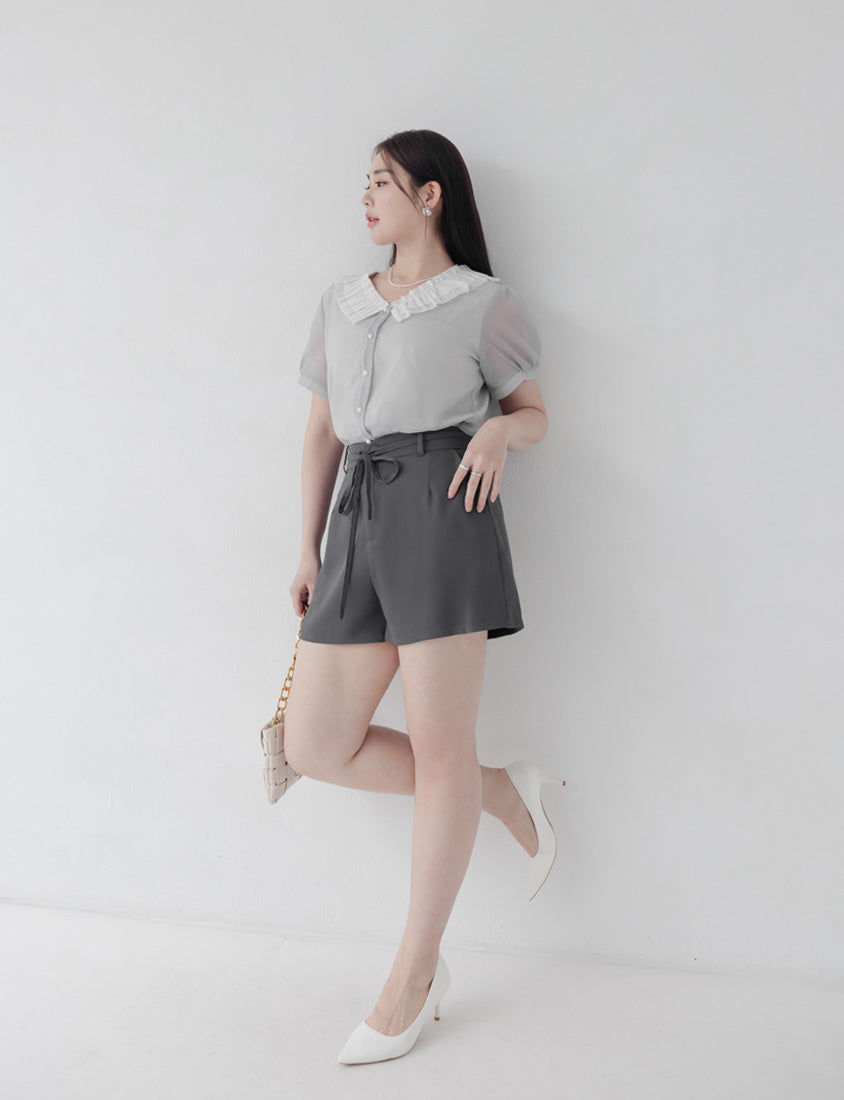 MISS. Silky Cool Plus Size Tailored Shorts (with Waist Tie)