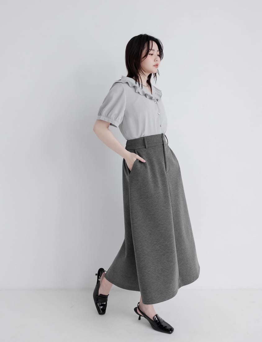 Miss. Space Cotton Back-Slit Plus Size Maxi Skirt