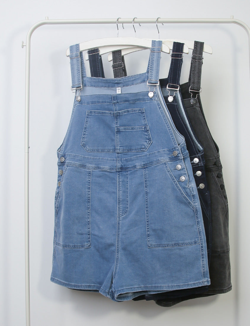 Adjustable Multi-Pocket Denim Plus Size Overalls Shorts