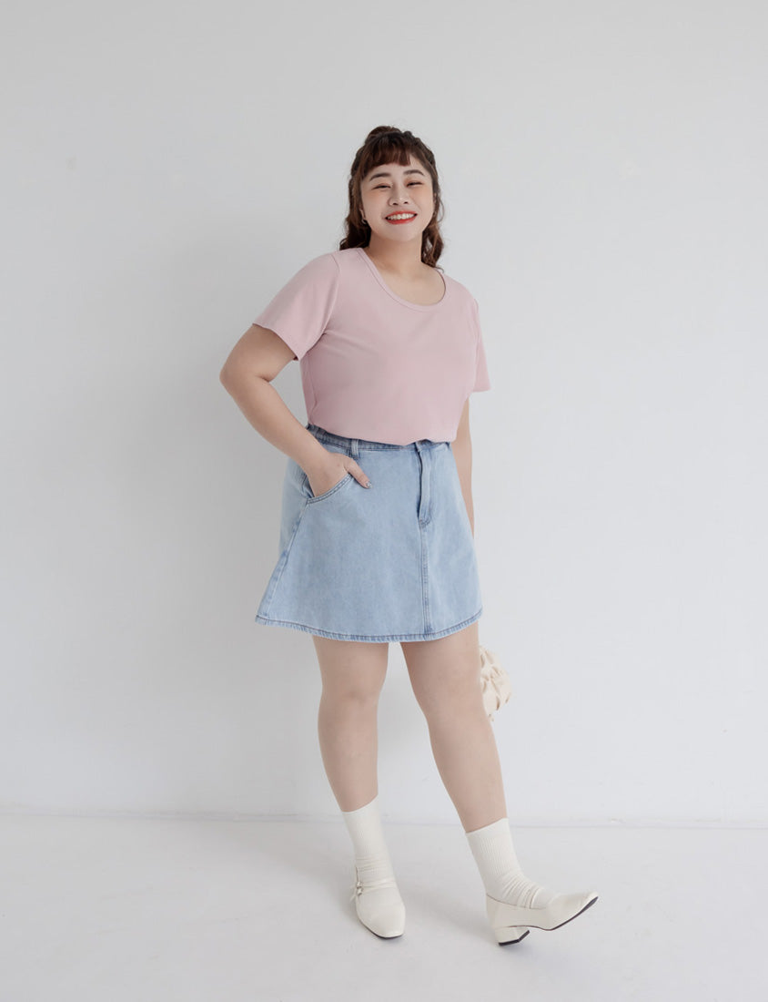 U-Neck Multicolor Plus Size Comfy Slim Tee