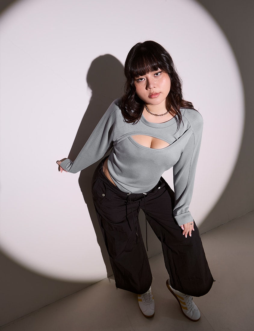 MUA! Edgy Utility Cargo Drawstring Pleated Plus Size Wide Leg Pants