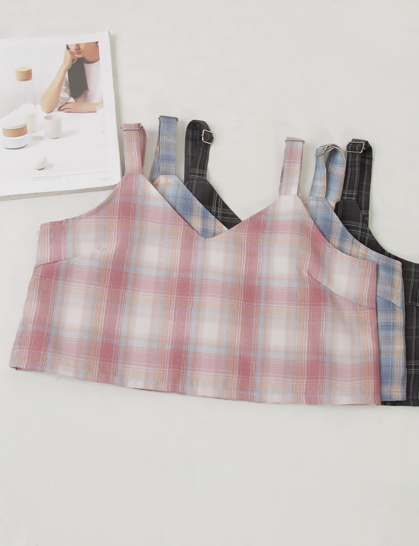 Korean Preppy Adjustable Plaid Plus Size Vest